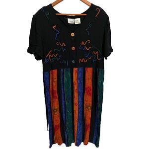 Vintage Halmode Plus Bright Textured Short-Sleeved Dress Women's‎ Size 16W